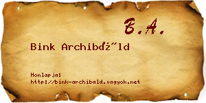 Bink Archibáld névjegykártya